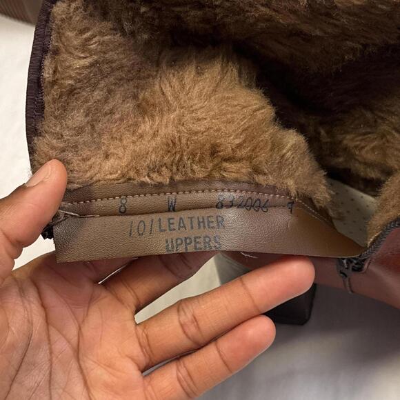 Rare Vintage 70s/80s Cognac Leather Faux Fur Lined Boots -Size 8 - Picture 8 of 8